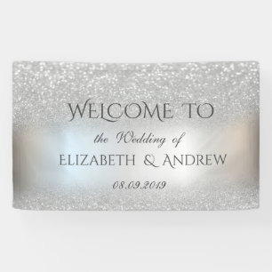 Elegant Silver Glitter Bokeh  Wedding Banner