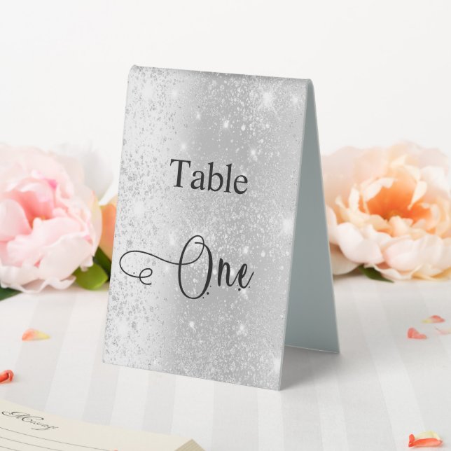 Elegant silver glitter calligraphy table one cafe (In SItu (Wedding))