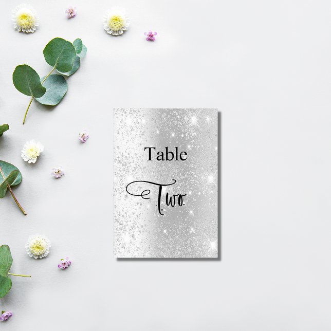 Elegant silver glitter calligraphy table two number (Creator Uploaded)