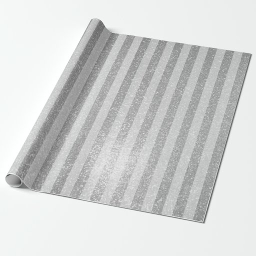 Image of Elegant silver glitter chic stripes wrappingpaper