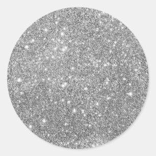Elegant Silver Glitter  Classic Round Sticker