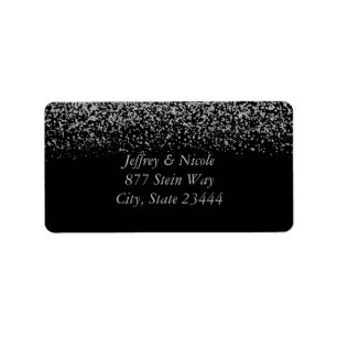 Elegant Silver Glitter Confetti Wedding Label