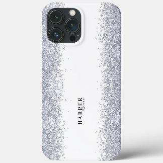 Elegant Silver Glitter Custom Name  iPhone 13 Pro Max Case