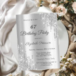 Elegant Silver Glitter Drips Birthday Party Invitation<br><div class="desc">A modern,  chic,  and glamourous with glitter drips on a silver background.</div>