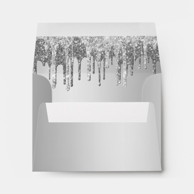 Elegant silver glitter drips envelope (Back (Bottom))
