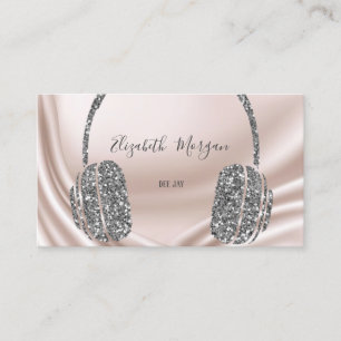 Elegant  Silver  Glitter Headphone DJ Business Card
