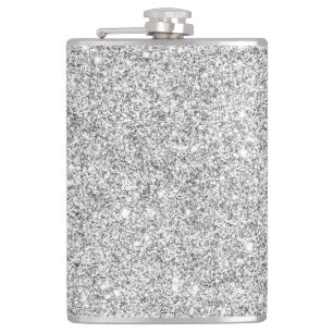 Elegant Silver Glitter Hip Flask