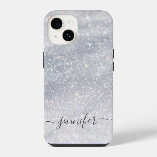 Elegant Silver Glitter  iPhone Case (Back)