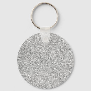 Elegant Silver Glitter Key Ring