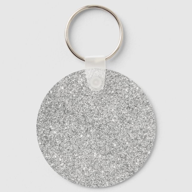 Elegant Silver Glitter Key Ring (Front)