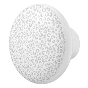 Elegant Silver Glitter Leopard Pattern Ceramic Knob