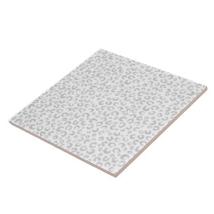 Elegant Silver Glitter Leopard Pattern Tile
