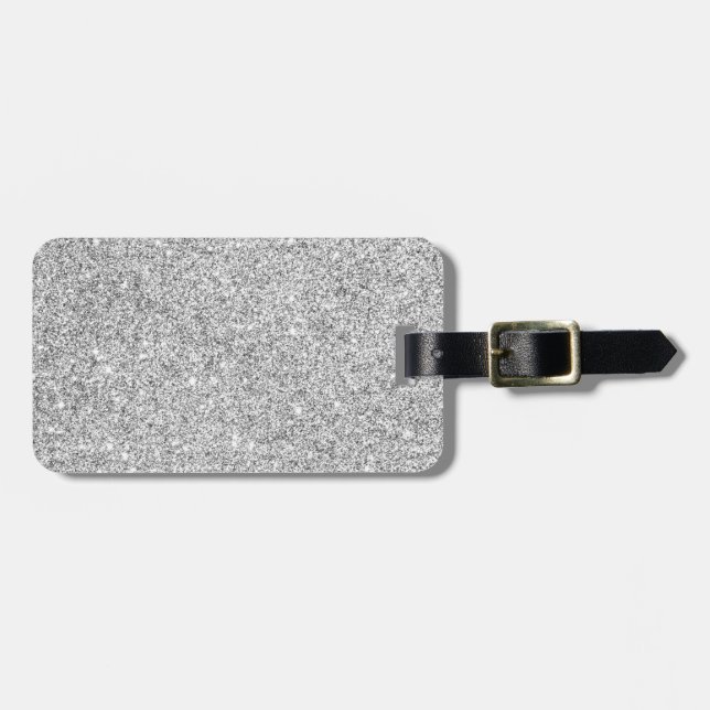 Elegant Silver Glitter Luggage Tag (Front Horizontal)