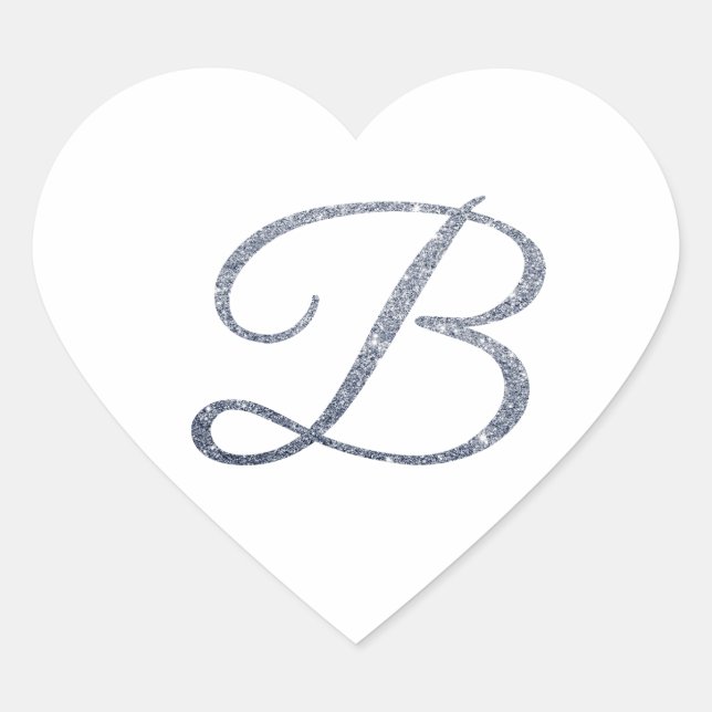 Elegant Silver Glitter Monogram B Envelope Seal    (Front)