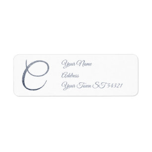Elegant Silver Glitter Monogram C Personalized