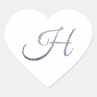 Elegant Silver Glitter Monogram H Envelope Seal