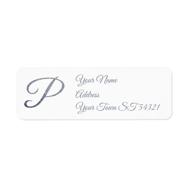 Elegant Silver Glitter Monogram P Personalised     (Front)
