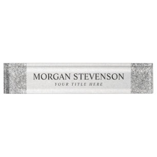 Elegant Silver Glitter Nameplate