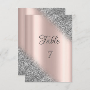 Elegant Silver Glitter Ombre Rose Gold Table Invitation