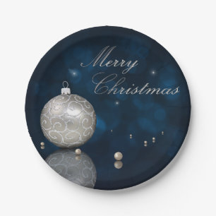 Elegant Silver Glitter Ornament - Paper Plate