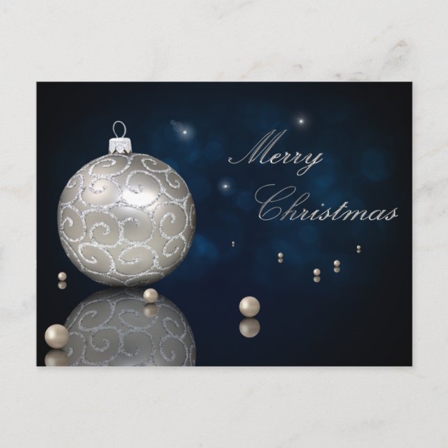 Elegant Silver Glitter Ornament - Postcard (Front)
