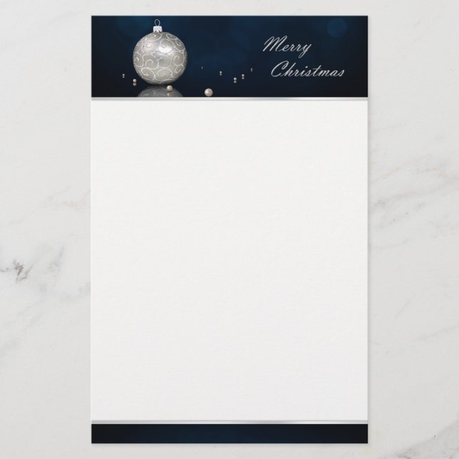 Elegant Silver Glitter Ornament - Stationery (Front)