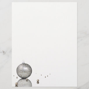 Elegant Silver Glitter Ornament - Xmas Letterhead