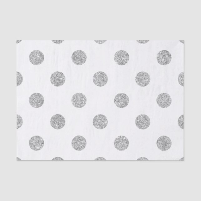 Elegant Silver Glitter Polka Dots Pattern Tissue Paper (Front)
