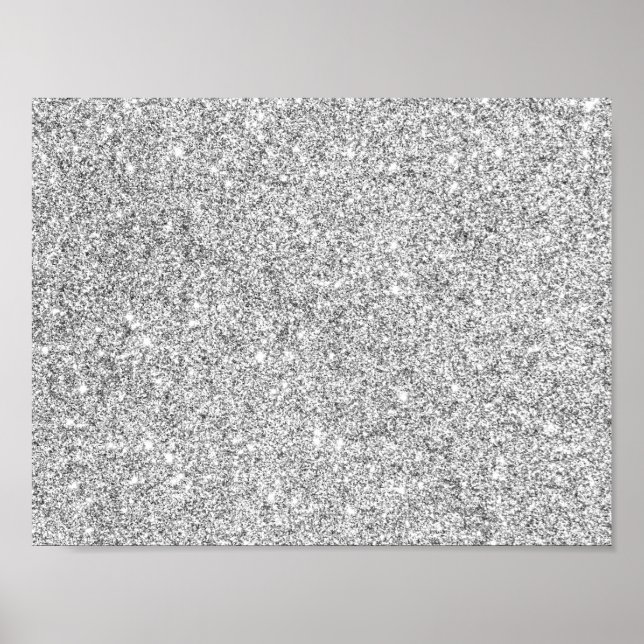 Elegant Silver Glitter Poster (Front)