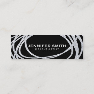 Elegant Silver Glitter Scribble Mini Business Card