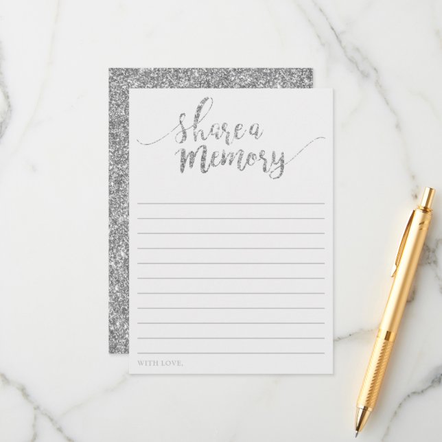 Elegant Silver Glitter Share A Memory Card (Front/Back In Situ)