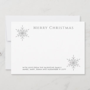 Elegant Silver Glitter Snowflakes Christmas Photo Holiday Card