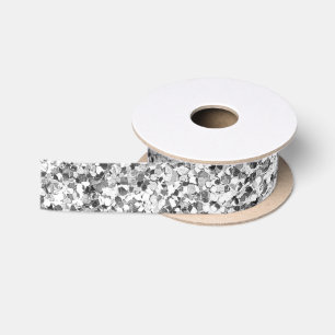 Elegant Silver Glitter Sparkle Satin Ribbon