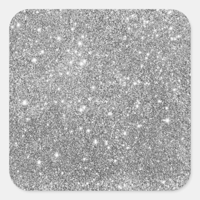 Elegant Silver Glitter  Square Sticker (Front)
