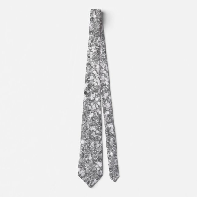 Elegant Silver Glitter Tie (Front)