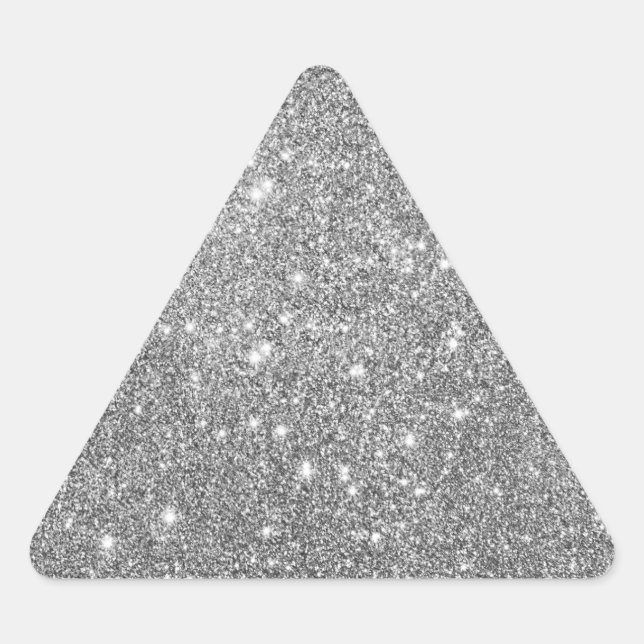 Elegant Silver Glitter   Triangle Sticker (Front)