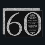 Elegant Silver Glitter Typography 60th Birthday Invitation<br><div class="desc">Celebrate in style with these trendy and elegant silver glitter 60th Birthday invitations. The design is easy to personalise and your guests will be thrilled when they receive these stylish invites.</div>