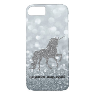 Elegant Silver Glitter Unicorn , Bokeh Case-Mate iPhone Case