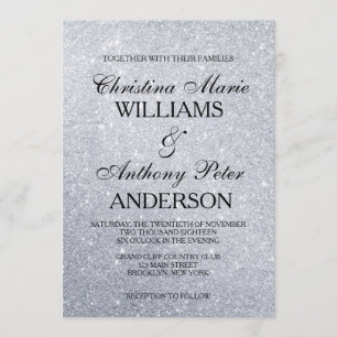Elegant Silver Glitter Wedding Invitation