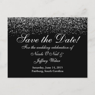 Elegant Silver Glitter Wedding Save the Date Announcement Postcard