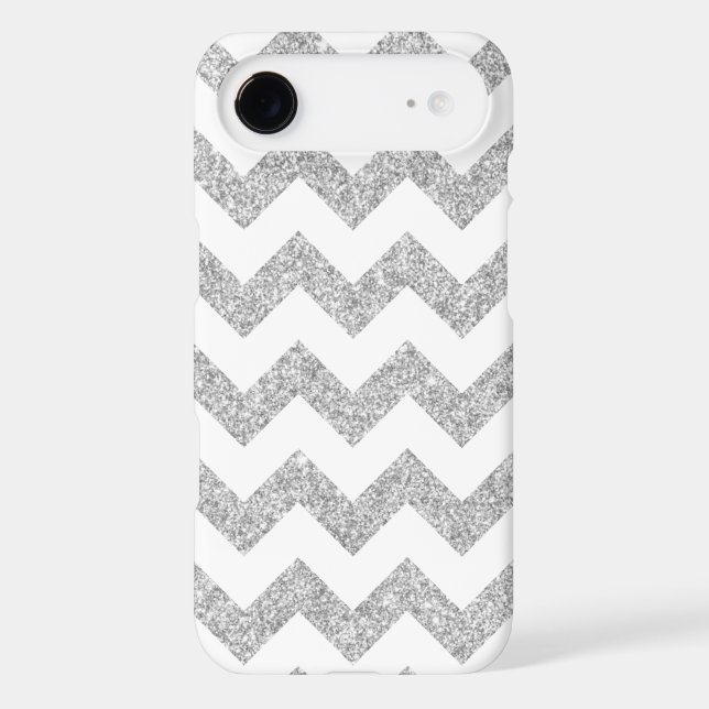 Elegant Silver Glitter Zigzag Chevron Pattern Case-Mate iPhone Case (Back)