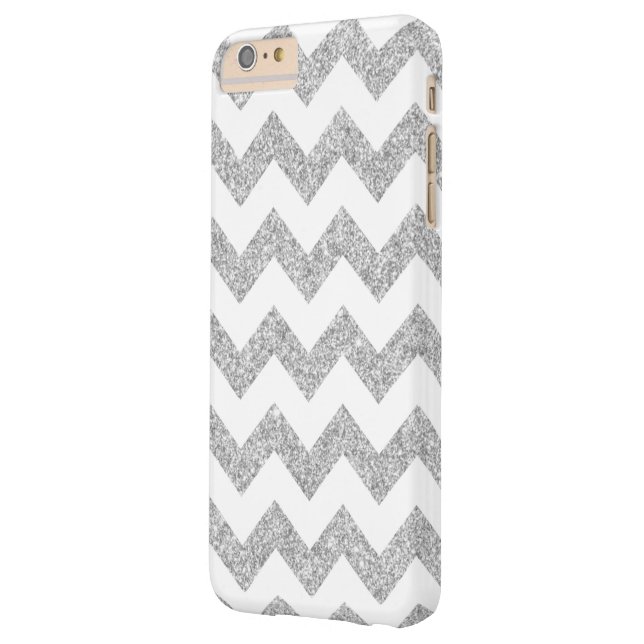Elegant Silver Glitter Zigzag Chevron Pattern Case-Mate iPhone Case (Back Left)