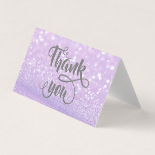 Elegant Silver  Glittery  Bokeh Thank You Card