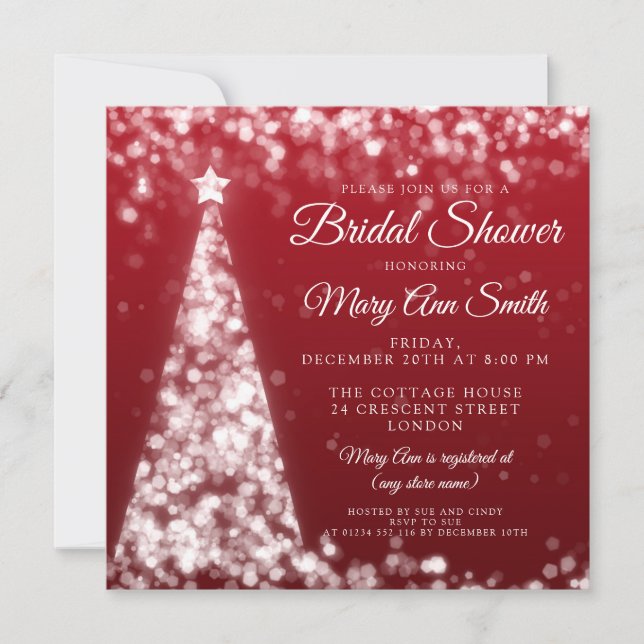 Elegant Silver & Gold Christmas Bridal Shower Invitation (Front)