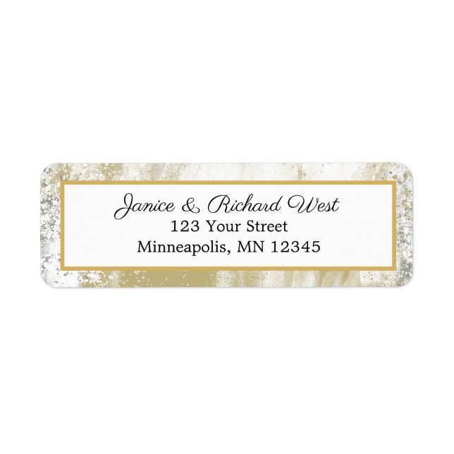 Elegant Silver Gold Frame Wedding Address (Front)