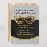 Elegant Silver Gold Glitter Masquerade Party Fancy
