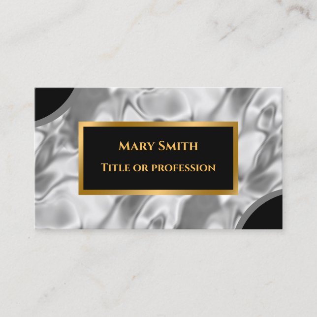 Elegant Silver Gold Silk Business Card (Front)