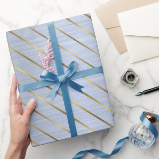 Elegant Silver Gold Striped Wrapping Paper