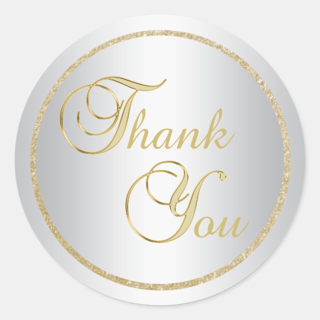 Elegant Silver Gold Thank You Envelope Seals (Front)