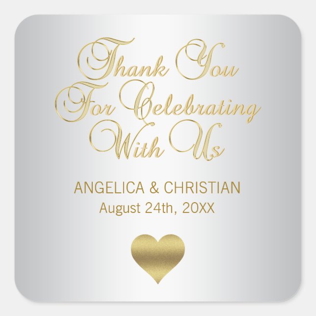 Elegant Silver & Gold Thank you Wedding Seals (Front)